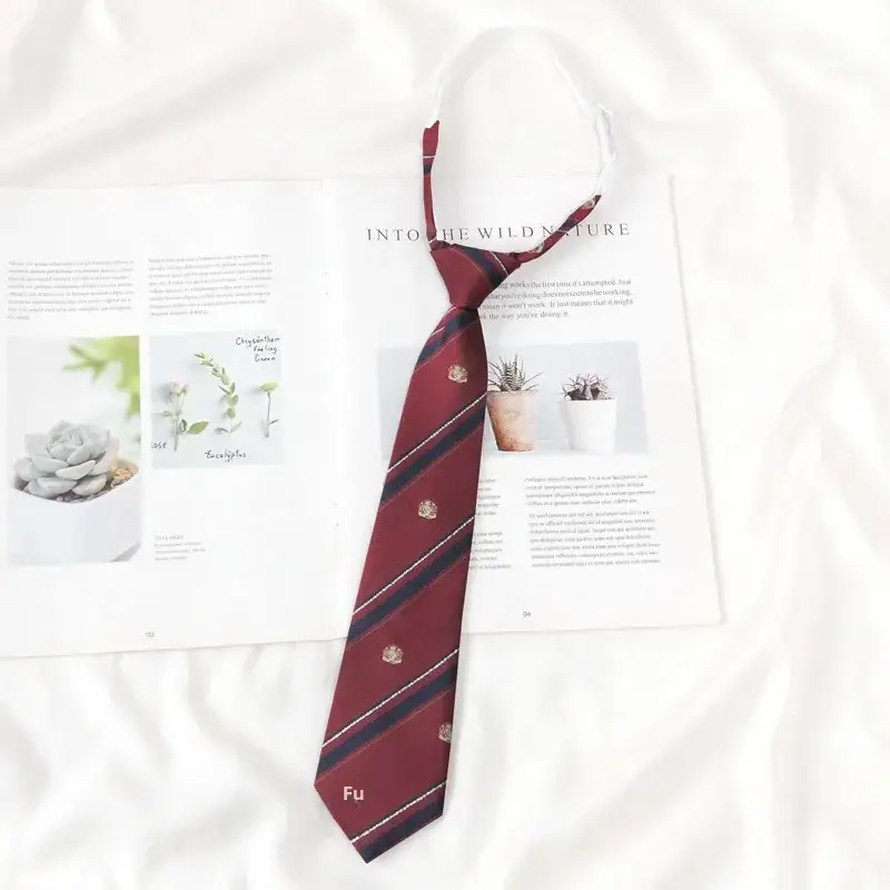 Japanese College Red Striped Ties for Women Men