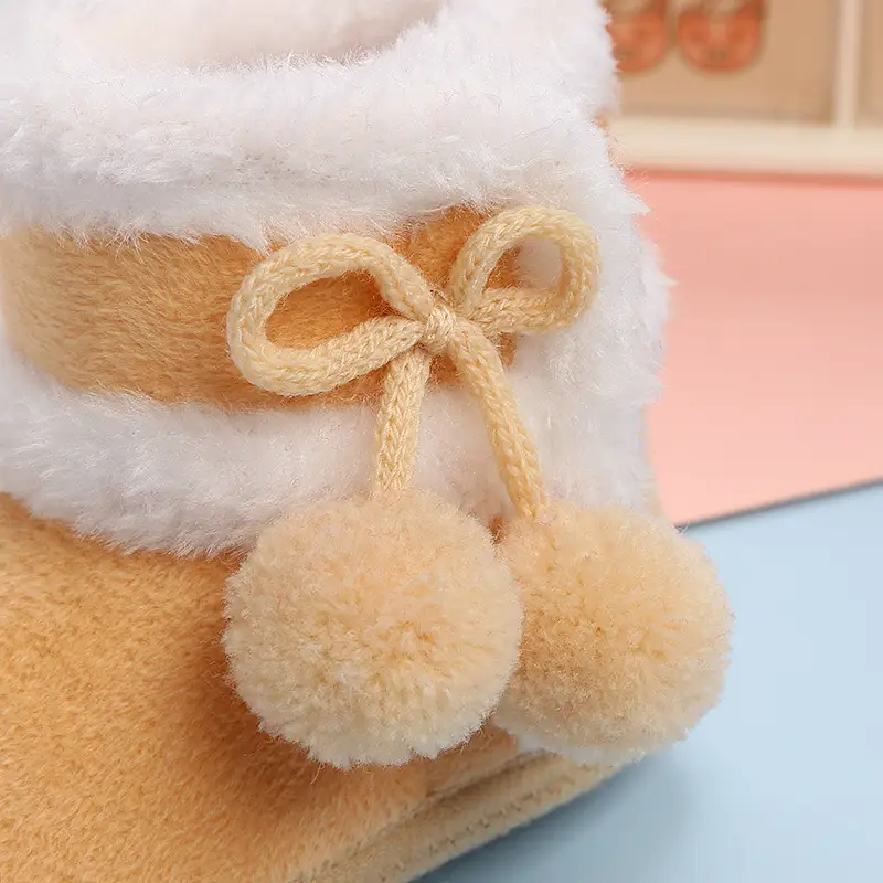 Pink Faux Fur Baby Shoes for 0-12 Months Winter Warm