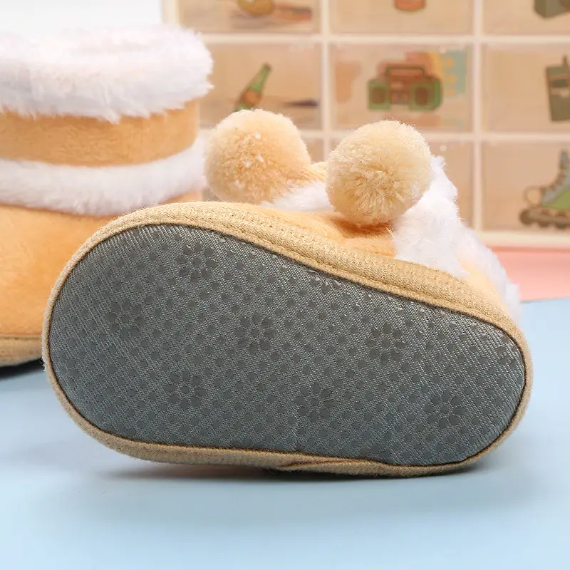 Pink Faux Fur Baby Shoes for 0-12 Months Winter Warm — feature 11
