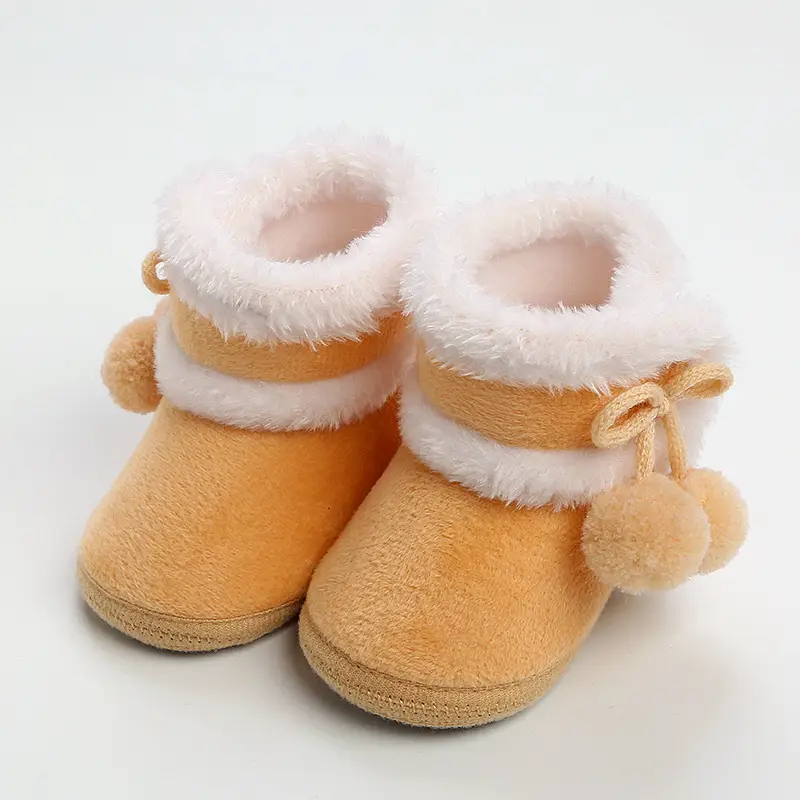 Pink Faux Fur Baby Shoes for 0-12 Months Winter Warm — feature 16
