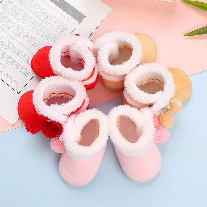 Pink Faux Fur Baby Shoes for 0-12 Months Winter Warm — feature 3