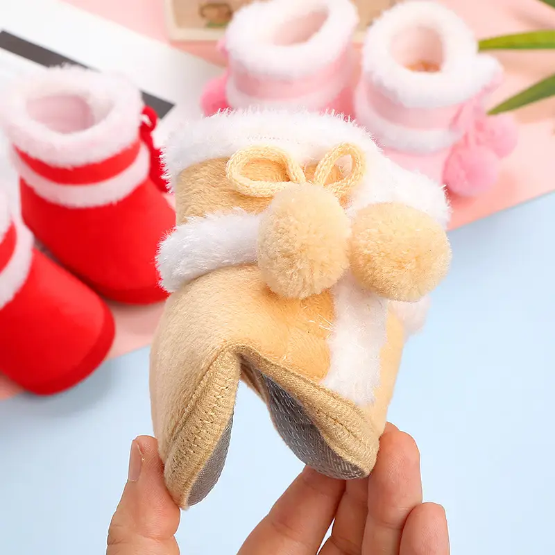 Pink Faux Fur Baby Shoes for 0-12 Months Winter Warm — feature 5