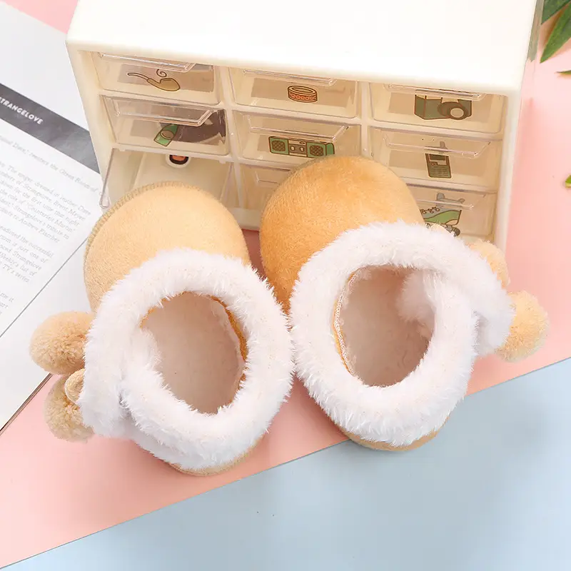 Pink Faux Fur Baby Shoes for 0-12 Months Winter Warm — feature 6