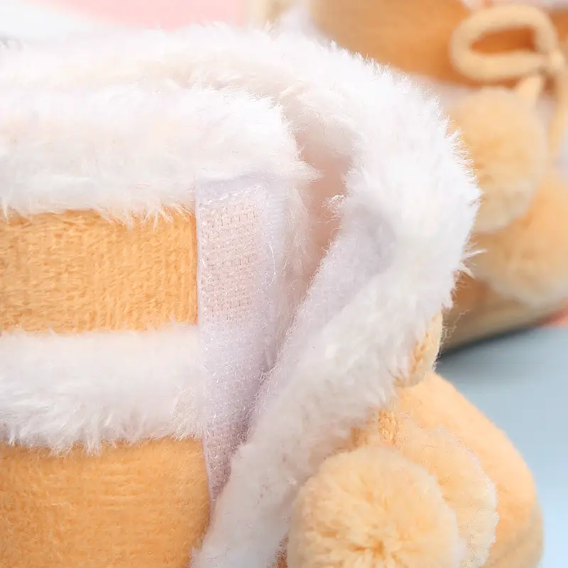 Pink Faux Fur Baby Shoes for 0-12 Months Winter Warm — feature 7