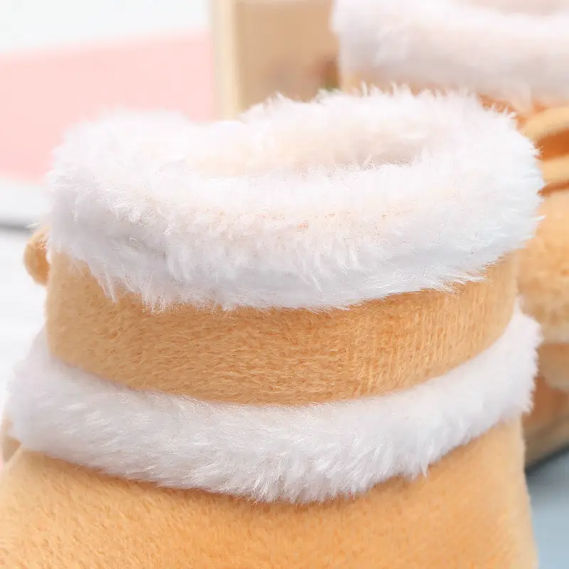 Pink Faux Fur Baby Shoes for 0-12 Months Winter Warm — feature 8