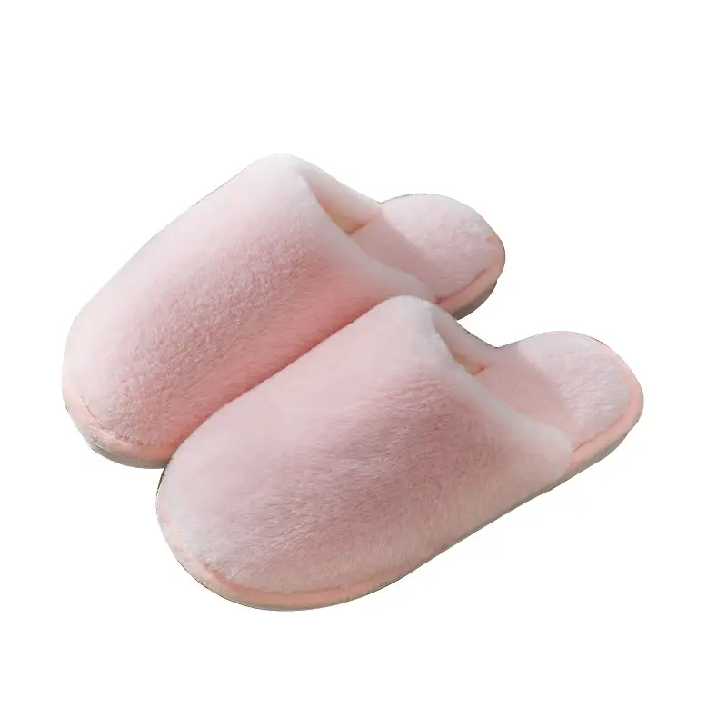 Winter Indoor Solid Color Cotton Slippers Women's Home Use Couple's Non-slip Soft Bottom Warm Fluffy Shoes Yuezi Shoes Factory Straight