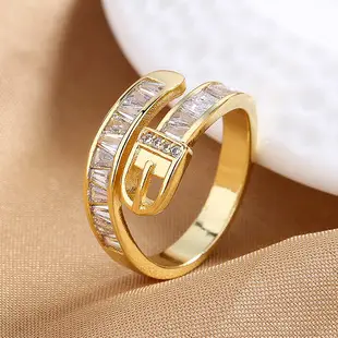 Retro Luxury Six-Sided Cut Out Open Ring with Cultured Zircon — feature 3