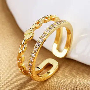 Retro Luxury Six-Sided Cut Out Open Ring with Cultured Zircon — feature 5