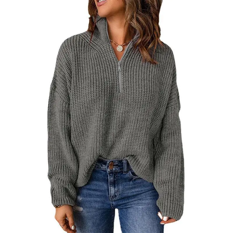 Women's Maroon Knitted Turtleneck Pullover Sweater - Image 4