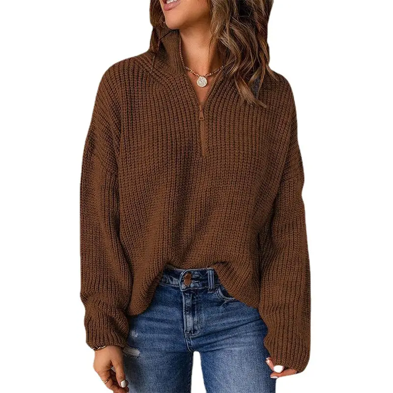 Women's Maroon Knitted Turtleneck Pullover Sweater - Image 6
