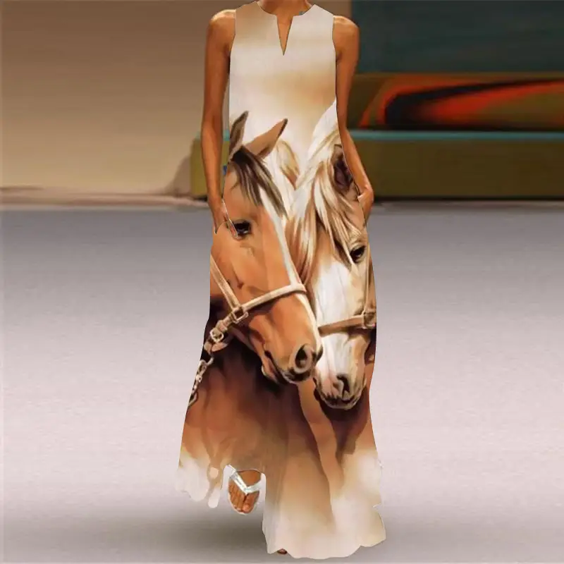 2026 Red Dragon Print Long Sleeve V-Neck Dress - Image 2