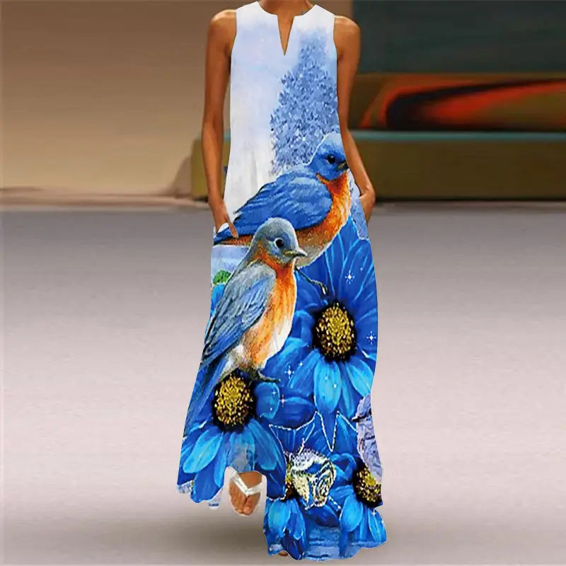 2026 Red Dragon Print Long Sleeve V-Neck Dress - Image 4