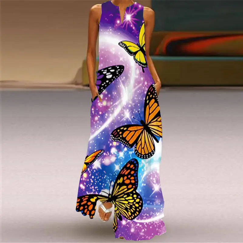 2026 Red Dragon Print Long Sleeve V-Neck Dress - Image 11