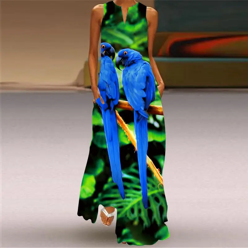 2026 Red Dragon Print Long Sleeve V-Neck Dress - Image 14