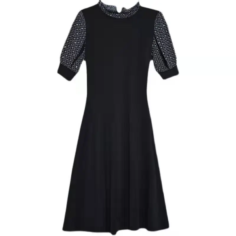 Plus Size Slimming Dress Spliced 2026 Elegant Black - Image 6