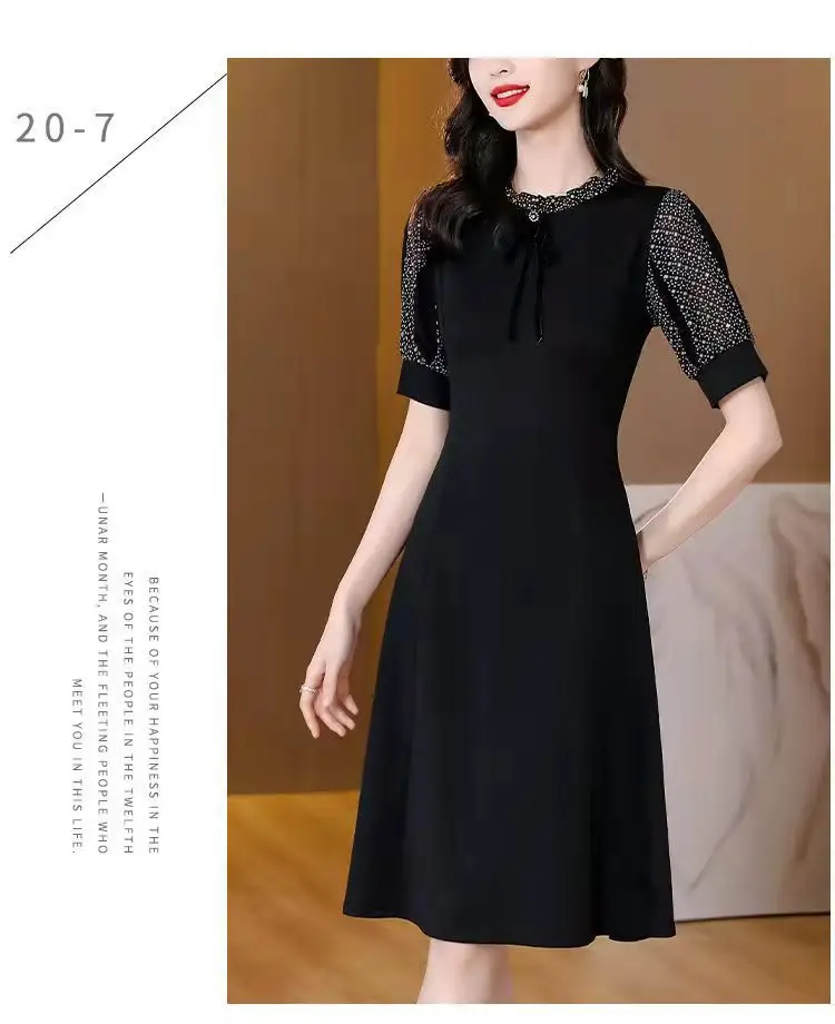 Plus Size Slimming Dress Spliced 2026 Elegant Black — feature 6