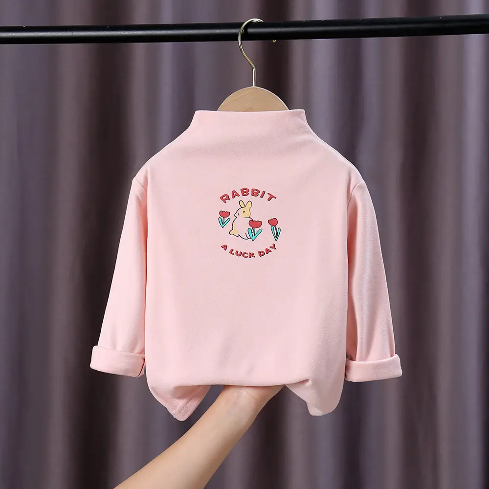 Children's Gray Velvet Long Sleeve T-Shirt Baby Boys Girls
