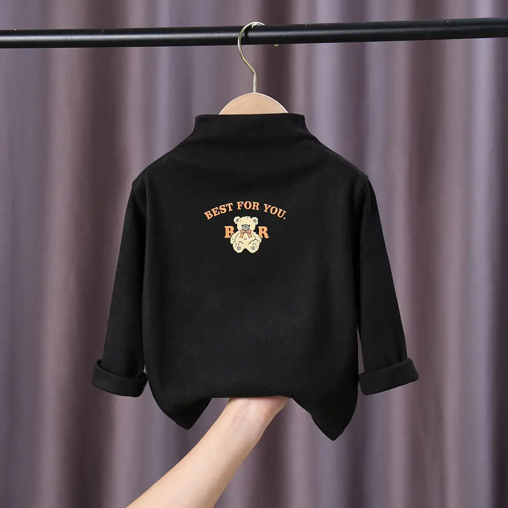 Children's Gray Velvet Long Sleeve T-Shirt Baby Boys Girls