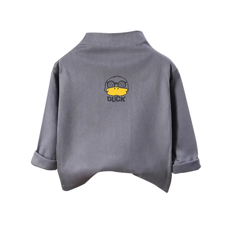 Children's Gray Velvet Long Sleeve T-Shirt Baby Boys Girls