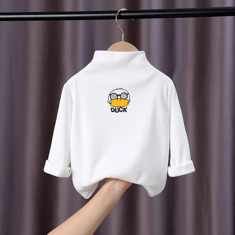 Children's Gray Velvet Long Sleeve T-Shirt Baby Boys Girls