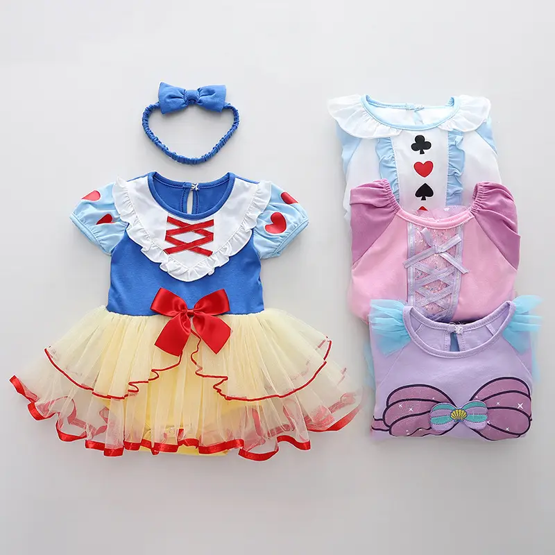 Baby Girl Halloween Dress Blue Yellow Tulle Short Sleeve - Image 3