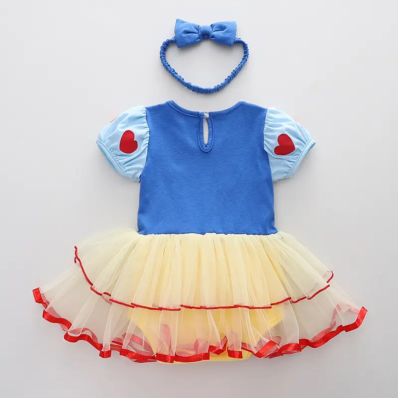 Baby Girl Halloween Dress Blue Yellow Tulle Short Sleeve - Image 4