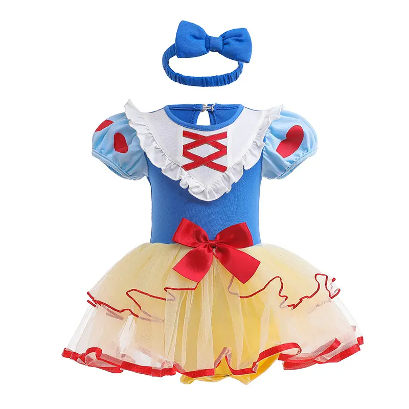 Baby Girl Halloween Dress Blue Yellow Tulle Short Sleeve - Image 5