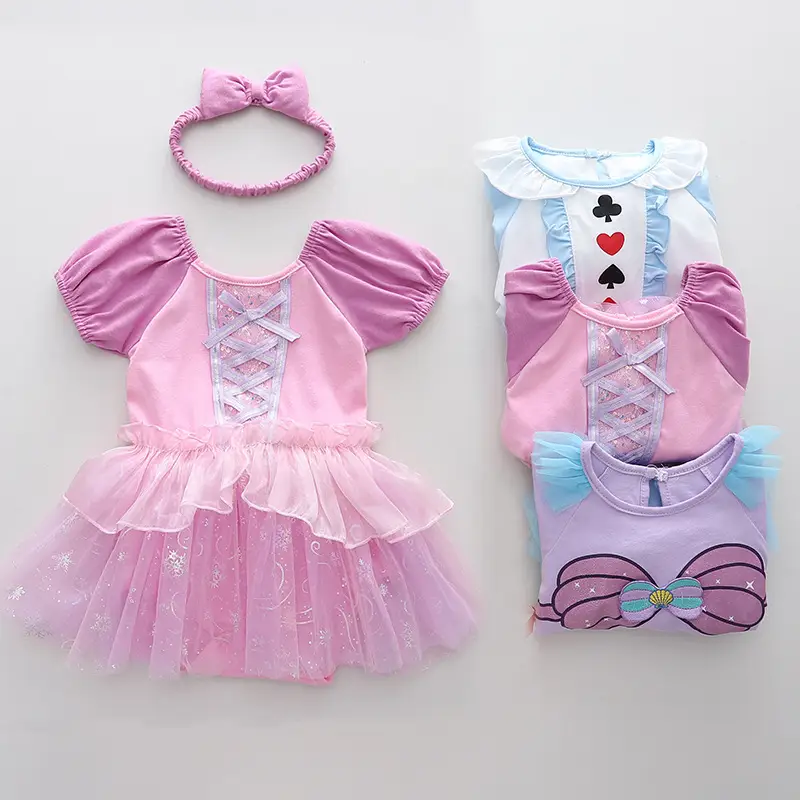 Pink Baby Crawling Suit with Bow Headband - Image 3
