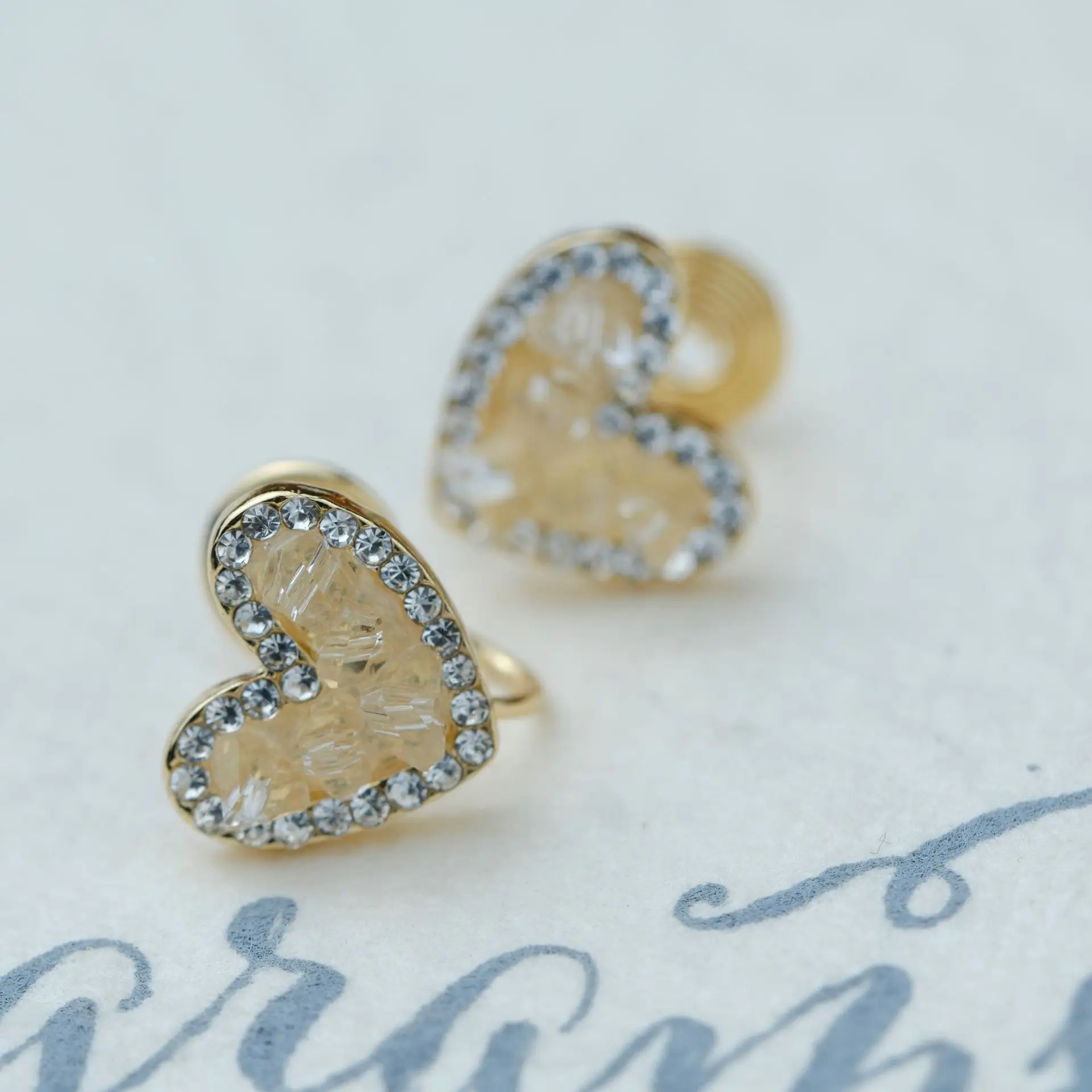 Heart Shaped Champagne Crystal Earrings for Women