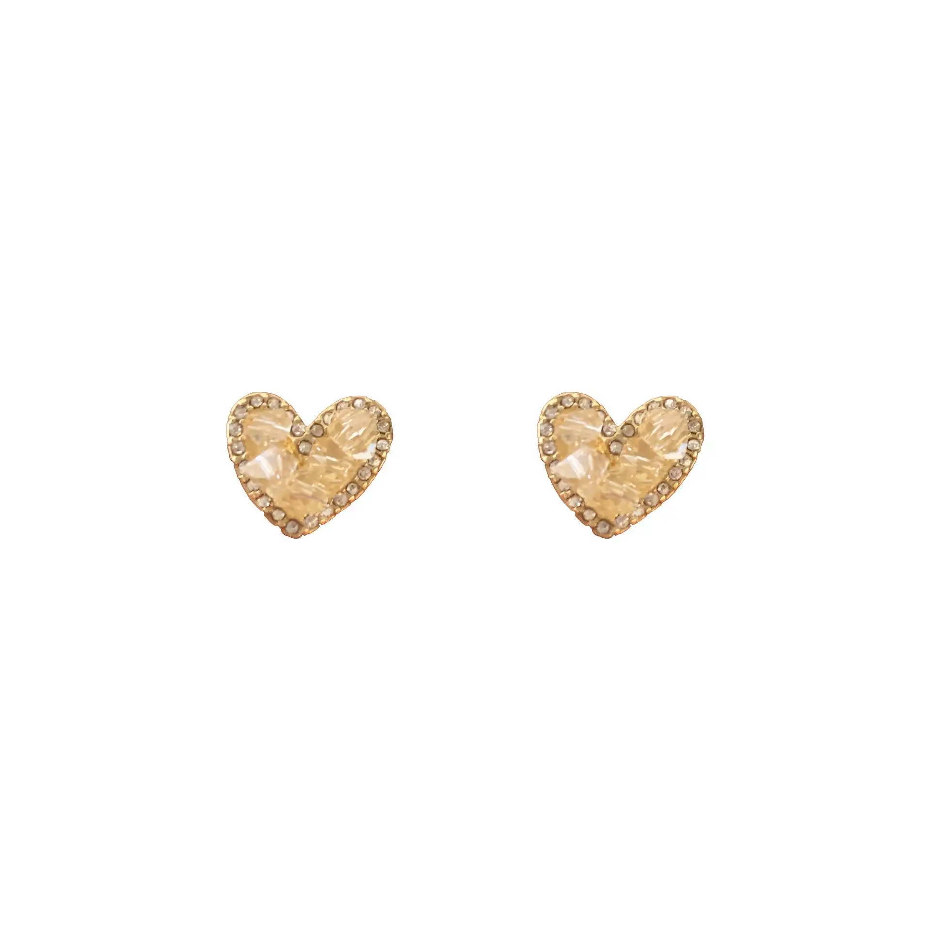 Heart Shaped Champagne Crystal Earrings for Women
