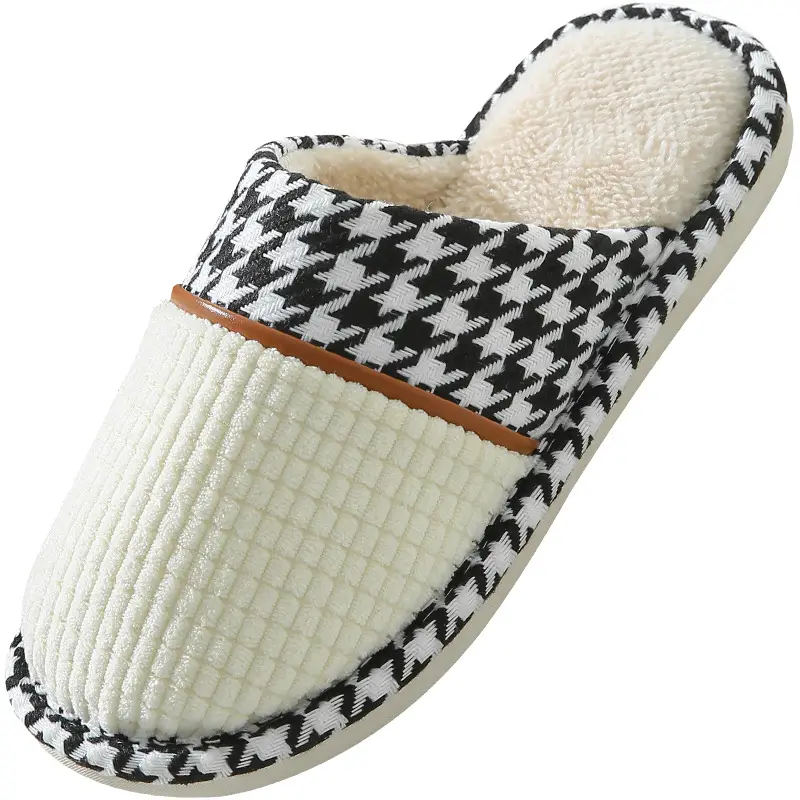 Houndstooth Simple Autumn Slippers for Women and Couples, Indoor Home Wear, Autumn and Winter Warm 2022 New Model, Wholesale and Dropshipping, Non-Slip - Image 14