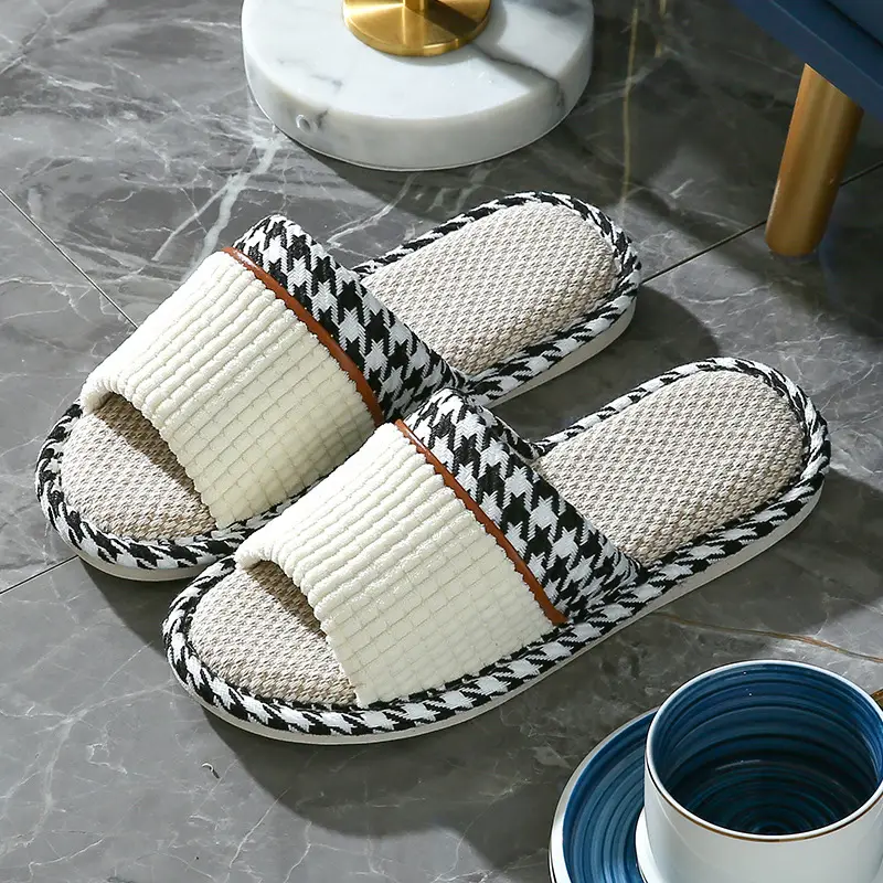Houndstooth Simple Autumn Slippers for Women and Couples, Indoor Home Wear, Autumn and Winter Warm 2022 New Model, Wholesale and Dropshipping, Non-Slip - Image 5