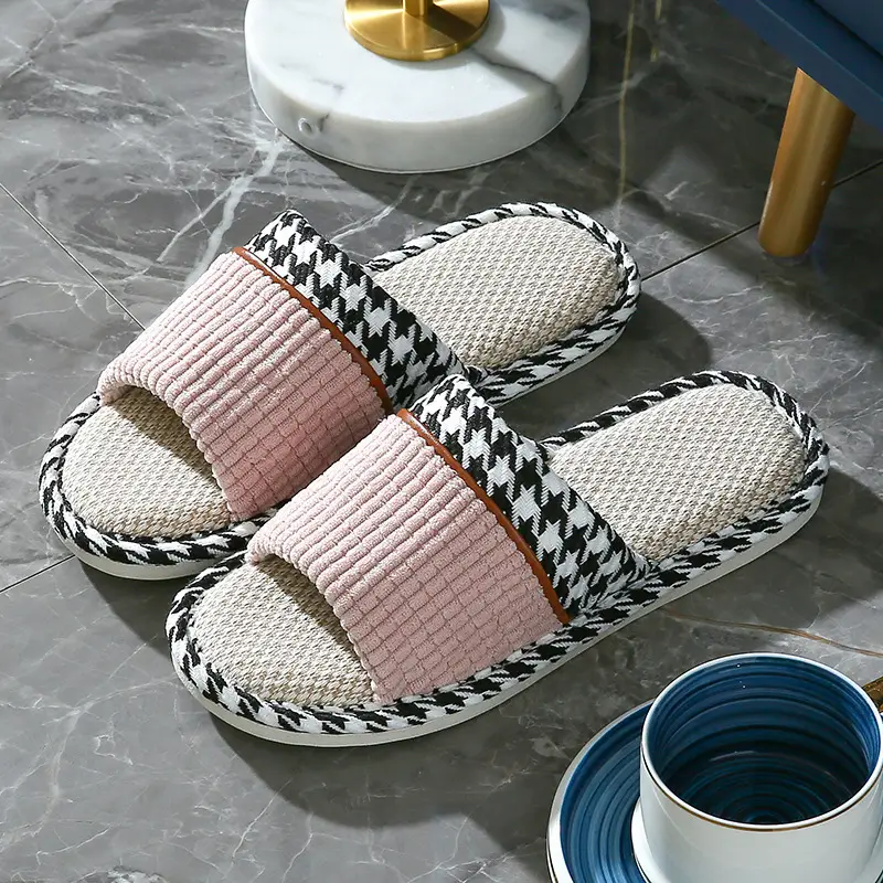 Houndstooth Simple Autumn Slippers for Women and Couples, Indoor Home Wear, Autumn and Winter Warm 2022 New Model, Wholesale and Dropshipping, Non-Slip - Image 7