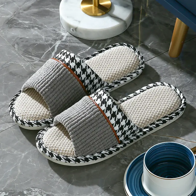 Houndstooth Simple Autumn Slippers for Women and Couples, Indoor Home Wear, Autumn and Winter Warm 2022 New Model, Wholesale and Dropshipping, Non-Slip - Image 8