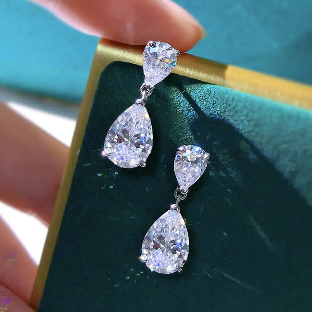 Cao Shi 2023 Zircon Pear-Shaped Earrings for Women - Image 2