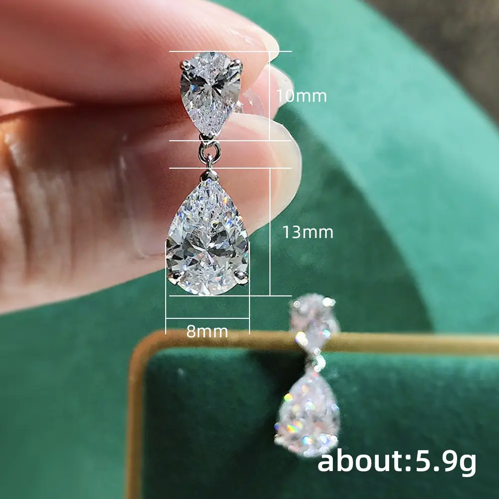 Cao Shi 2023 Zircon Pear-Shaped Earrings for Women - Image 5