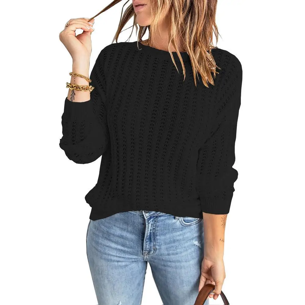2024 New Knitted Women's Knitwear Round Neck Hollow - Image 4