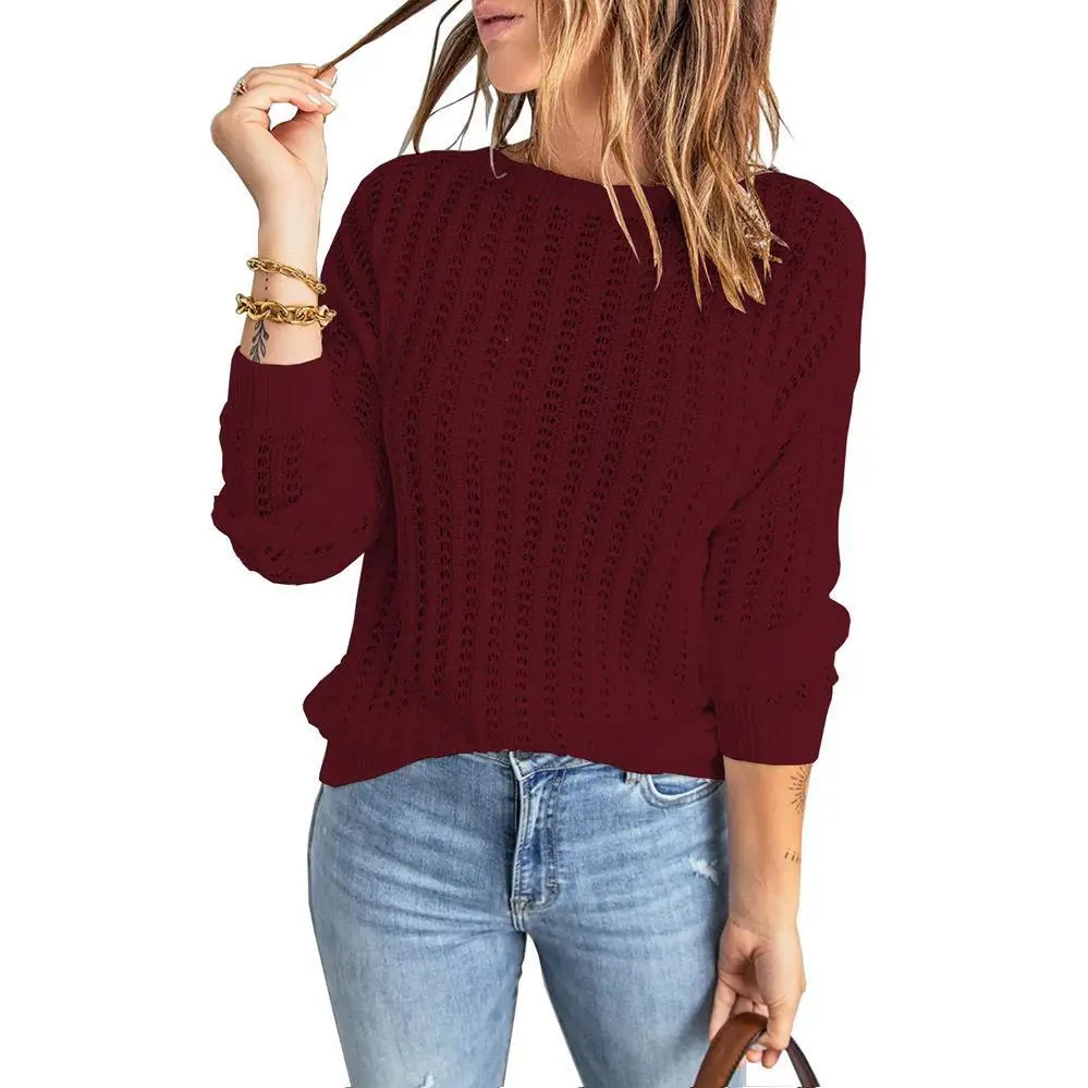 2024 New Knitted Women's Knitwear Round Neck Hollow - Image 5