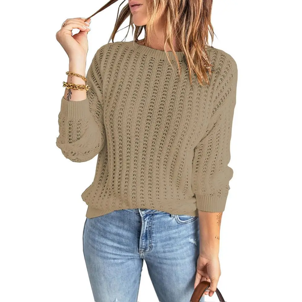 2024 New Knitted Women's Knitwear Round Neck Hollow - Image 7