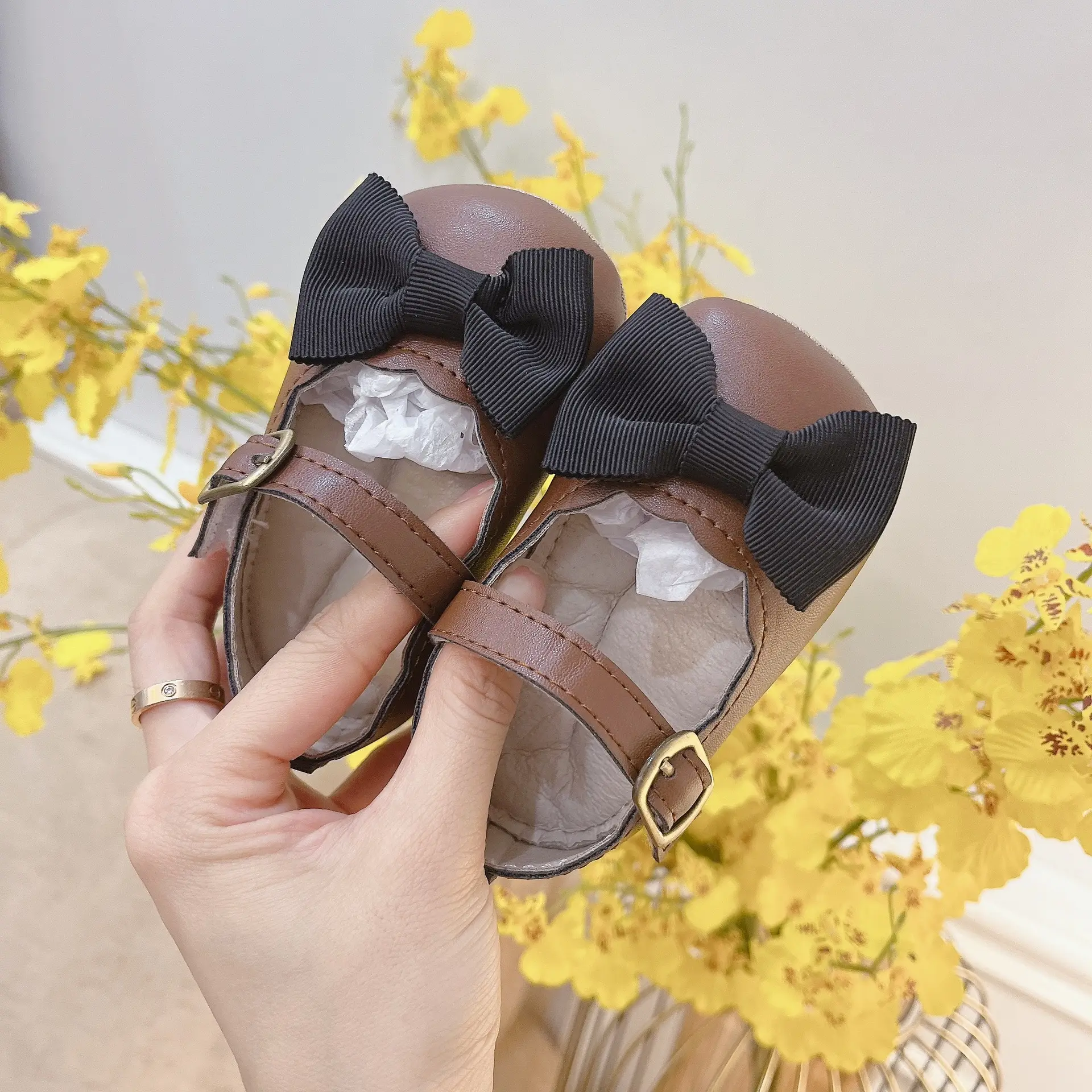 Autumn Bowknot Black Baby Shoes Small — feature 12