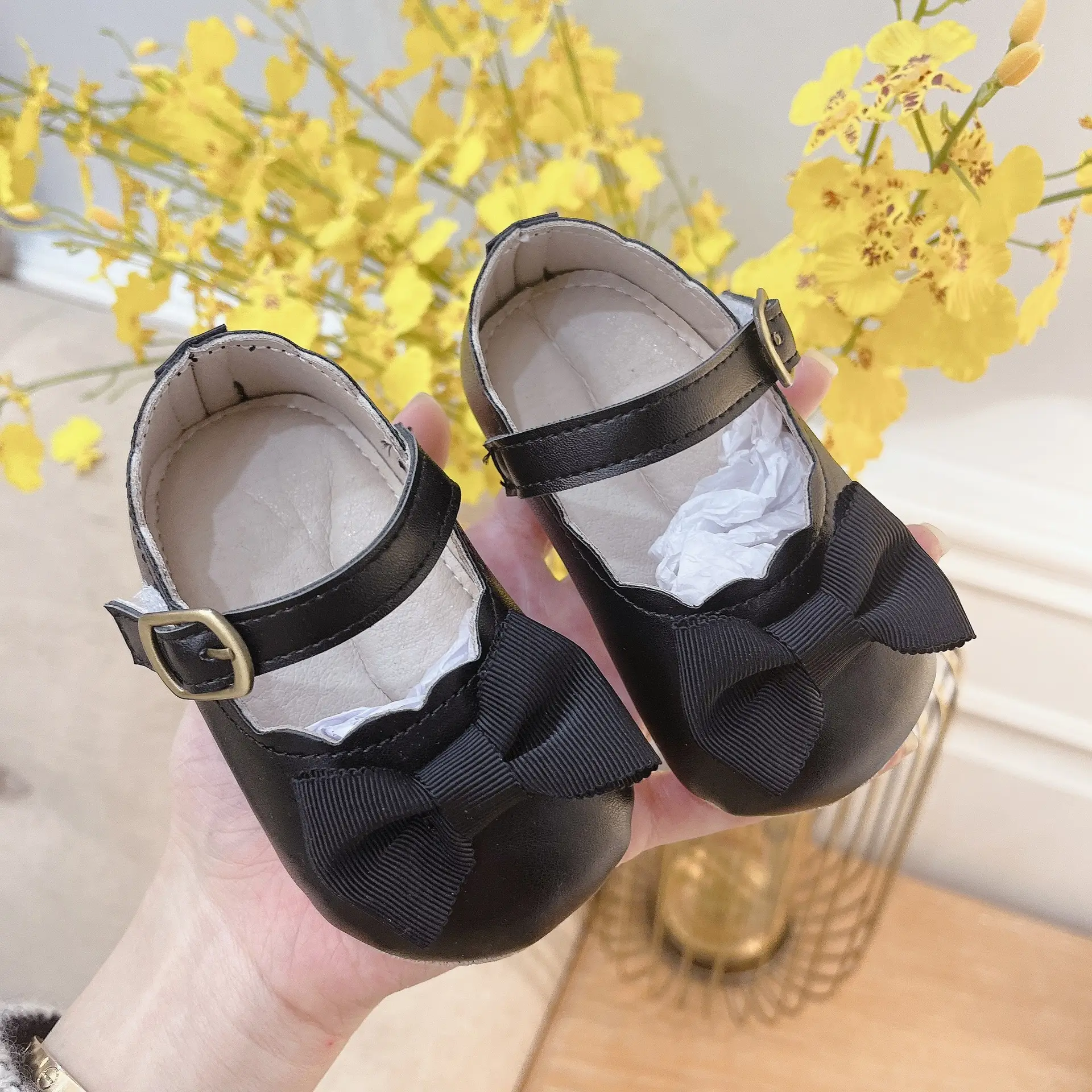 Autumn Bowknot Black Baby Shoes Small — feature 20