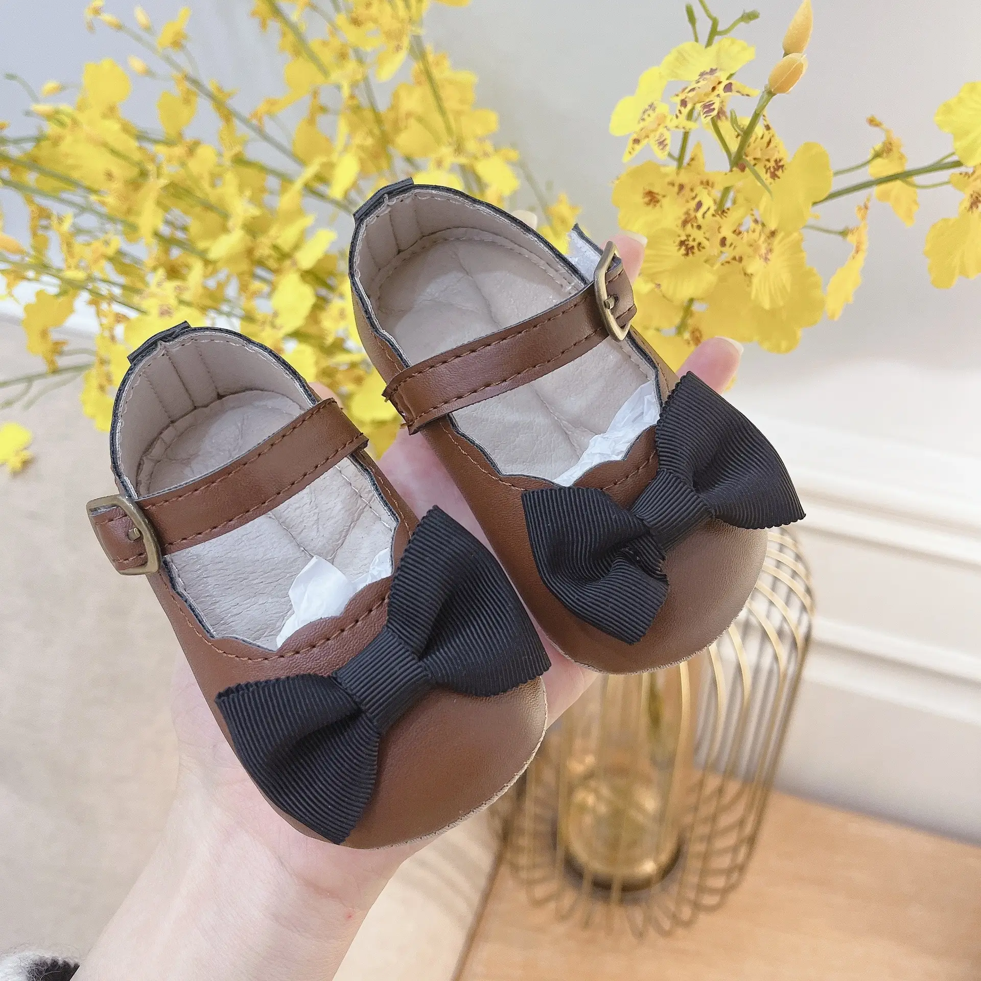 Autumn Bowknot Black Baby Shoes Small — feature 21