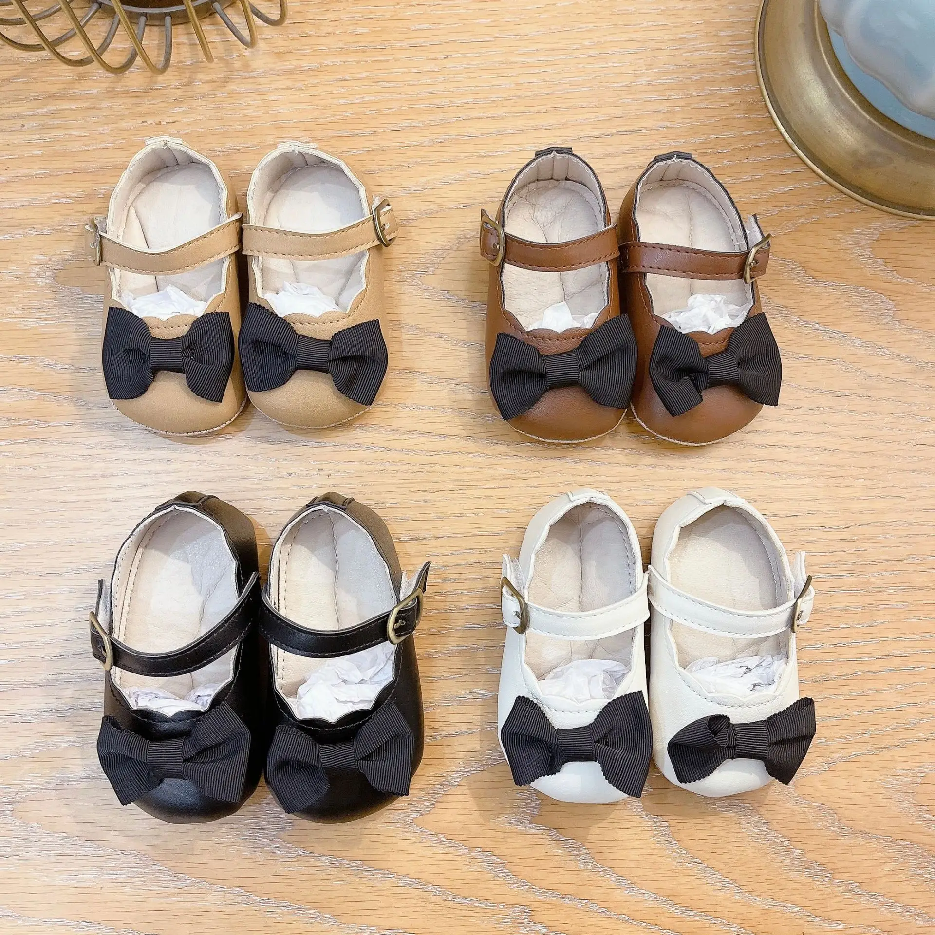 Autumn Bowknot Black Baby Shoes Small — feature 3