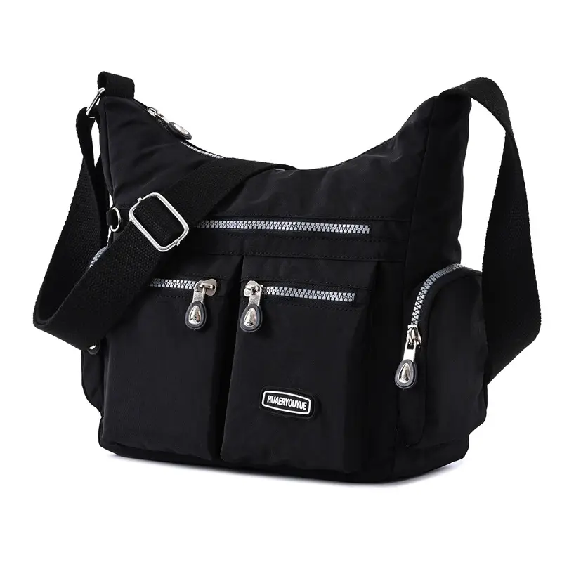 New Water-Repellent Nylon Women's Shoulder Bag Multi-Pocket Beige - Image 9