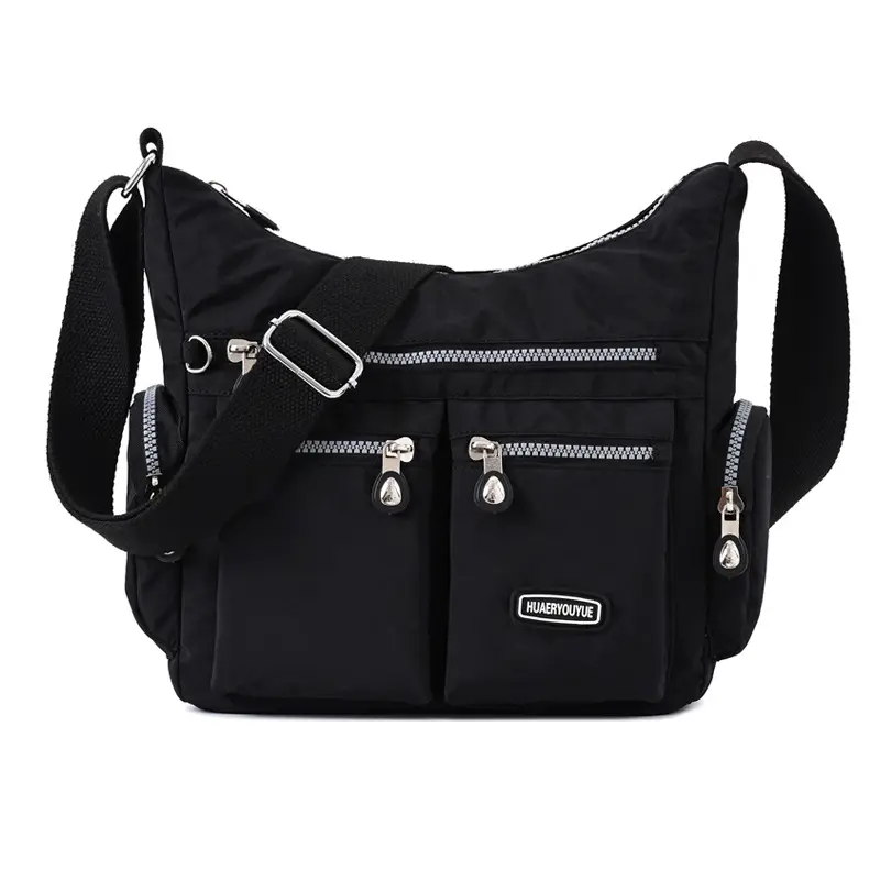 New Water-Repellent Nylon Women's Shoulder Bag Multi-Pocket Beige - Image 2