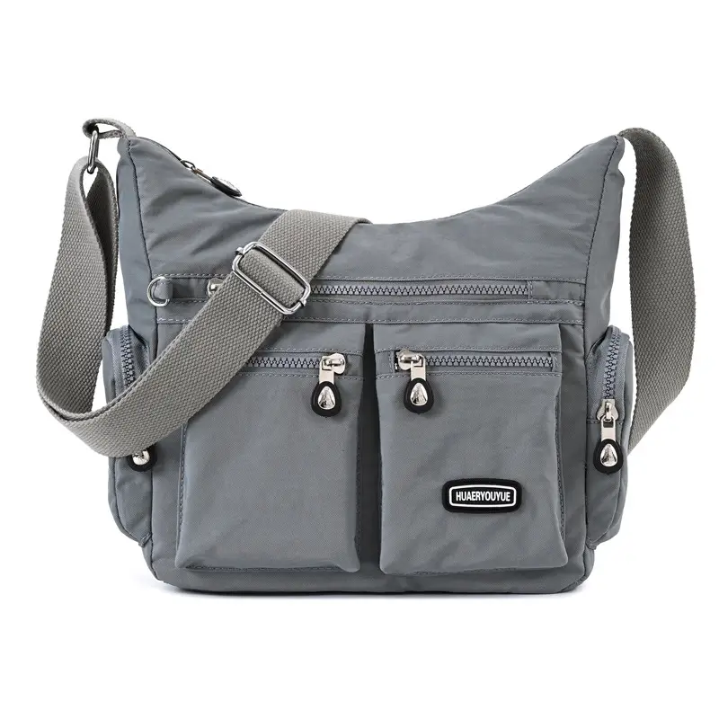 New Water-Repellent Nylon Women's Shoulder Bag Multi-Pocket Beige - Image 5
