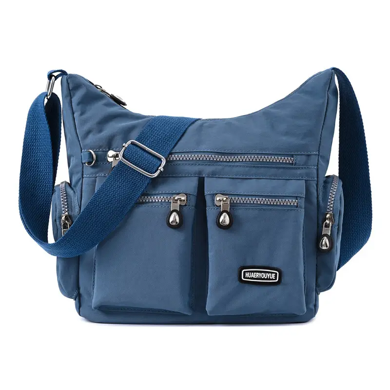 New Water-Repellent Nylon Women's Shoulder Bag Multi-Pocket Beige - Image 6