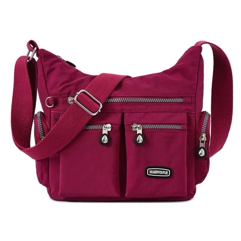 New Water-Repellent Nylon Women's Shoulder Bag Multi-Pocket Beige - Image 7