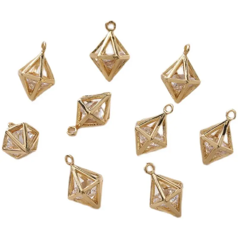14K Gold Diamond Hollower Earrings with Crystal Zircon