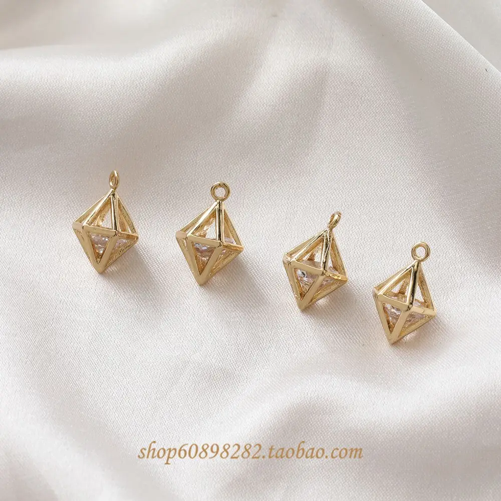 14K Gold Diamond Hollower Earrings with Crystal Zircon — feature 2